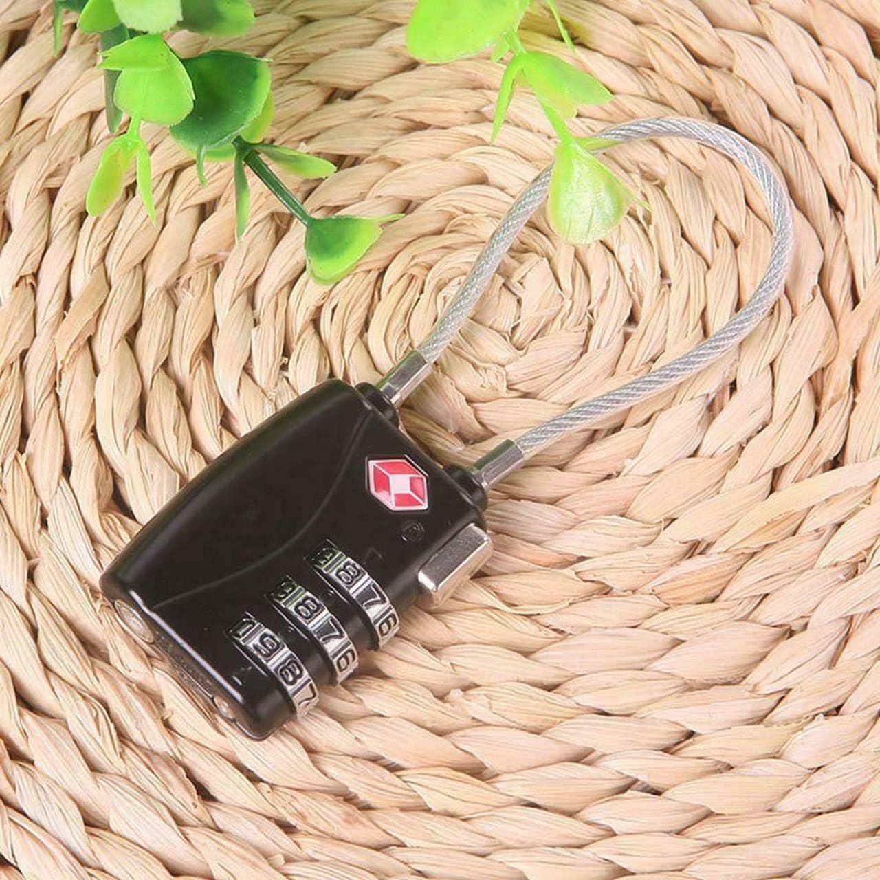 Luggage Locks, TSA Accepted 3 Digit Luggage Cable Locks with Alloy Body, Set Your Own Combination for Travel,Black