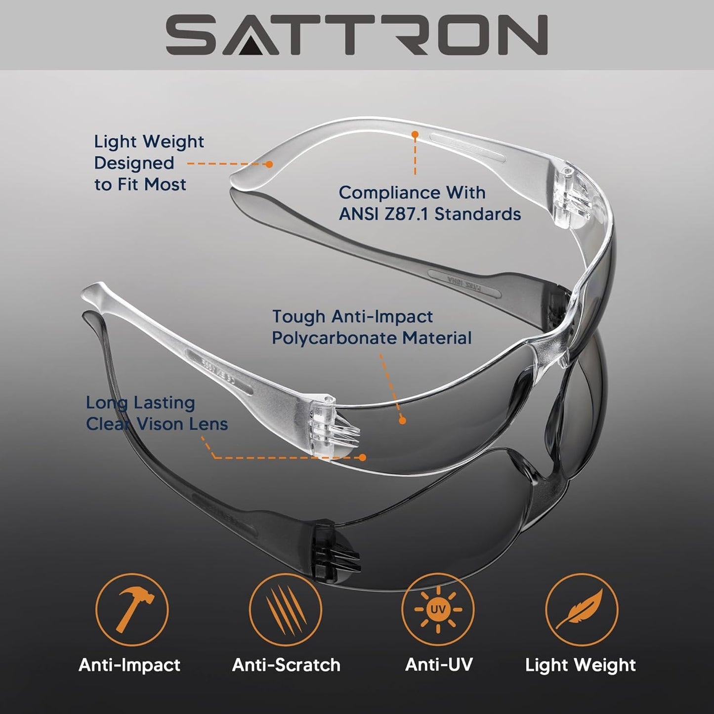 Clear Safety Glasses Bulk of 24, ANSI Z87.1 Eye Protection for Women Men, Scratch & Impact Resistant Protective Glasses, Ideal for Lab, Construction, Shooting