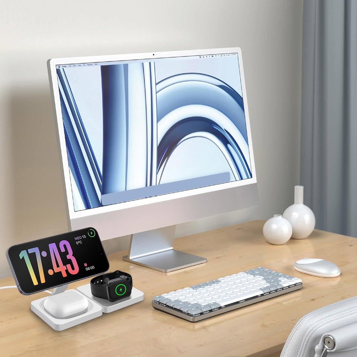 3 in 1 Wireless Charging Station Portable Travel Charger Wireless Charging Pad Magnetic Charger Stand for iPhone 16 15 14 13 12 Series,iWatch 10/Ultra 2/9/Ultra/8/SE2/7/6/Se/5/4/3/2,Airpod4/Pro/3/2