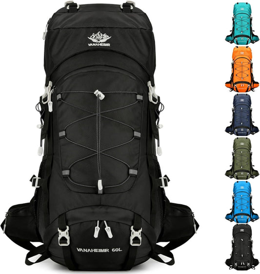 XCJump 60L Hiking Backpack Water Resistant Outdoor Sports Travel Daypack Bag Lightweight Bag With Rain CoverFor Women Men Mountaineering Camping Tourism