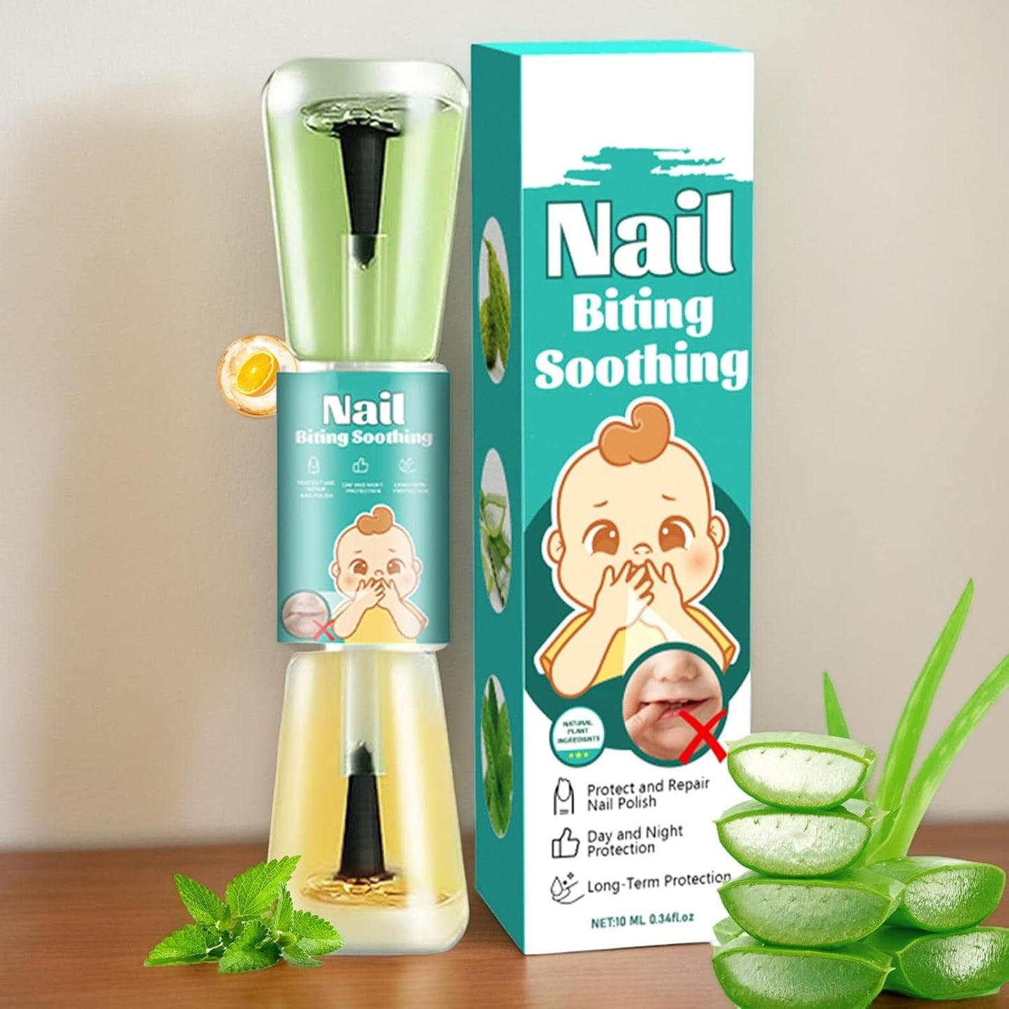 Nail Biting Polish, Nail Biter Stopper Polish, Safety & Effective Solution, Gentle and Bitter Taste, Ideal for Thumb Sucking, Deterring, Fingernail Care, Protector, No Bite, 10 ml