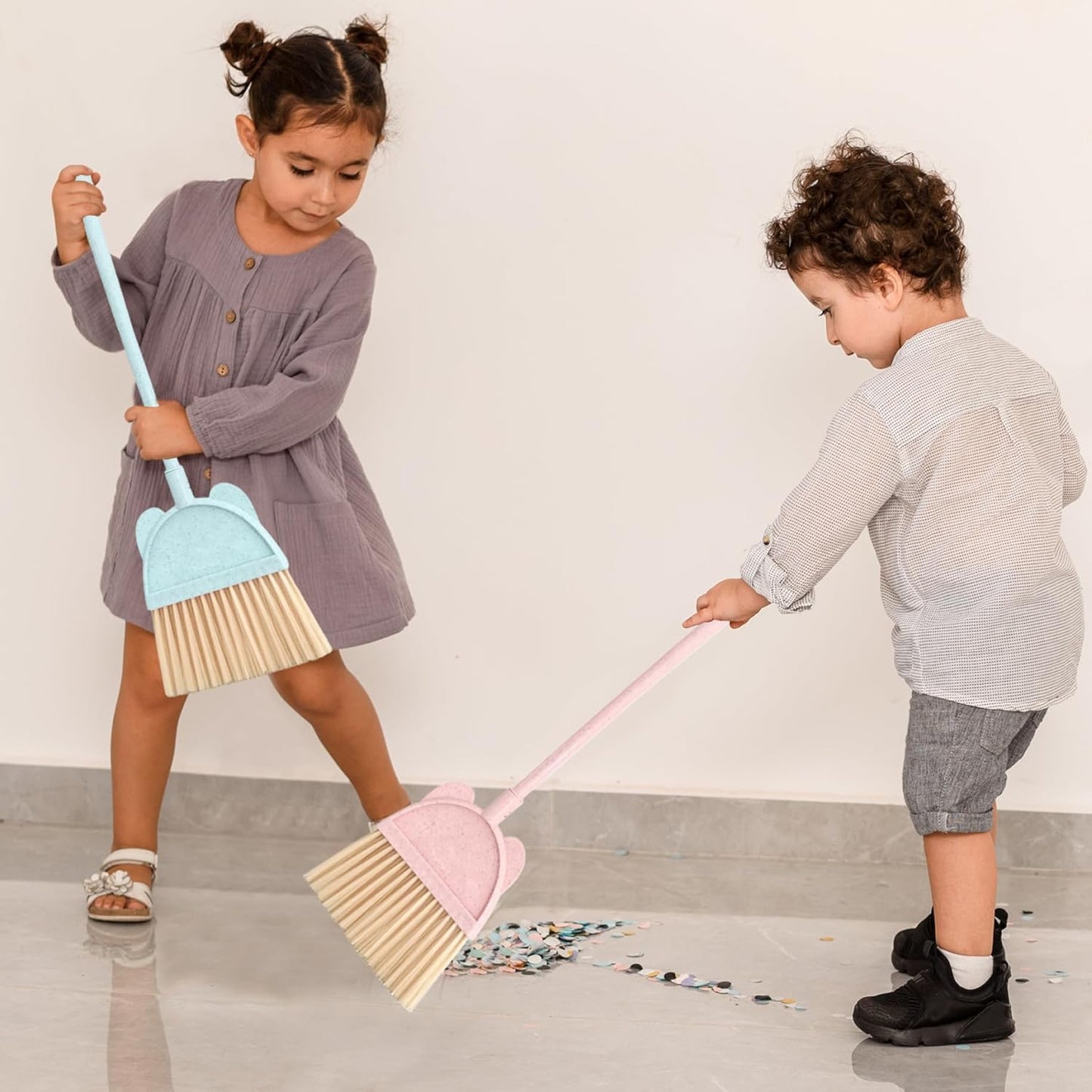 Kid Broom and Dustpan Set Cute & Mini Child Broom and Dustpan Set Educational Housekeeping ABS Toddler Cleaning Kit for Home, Kindergarten