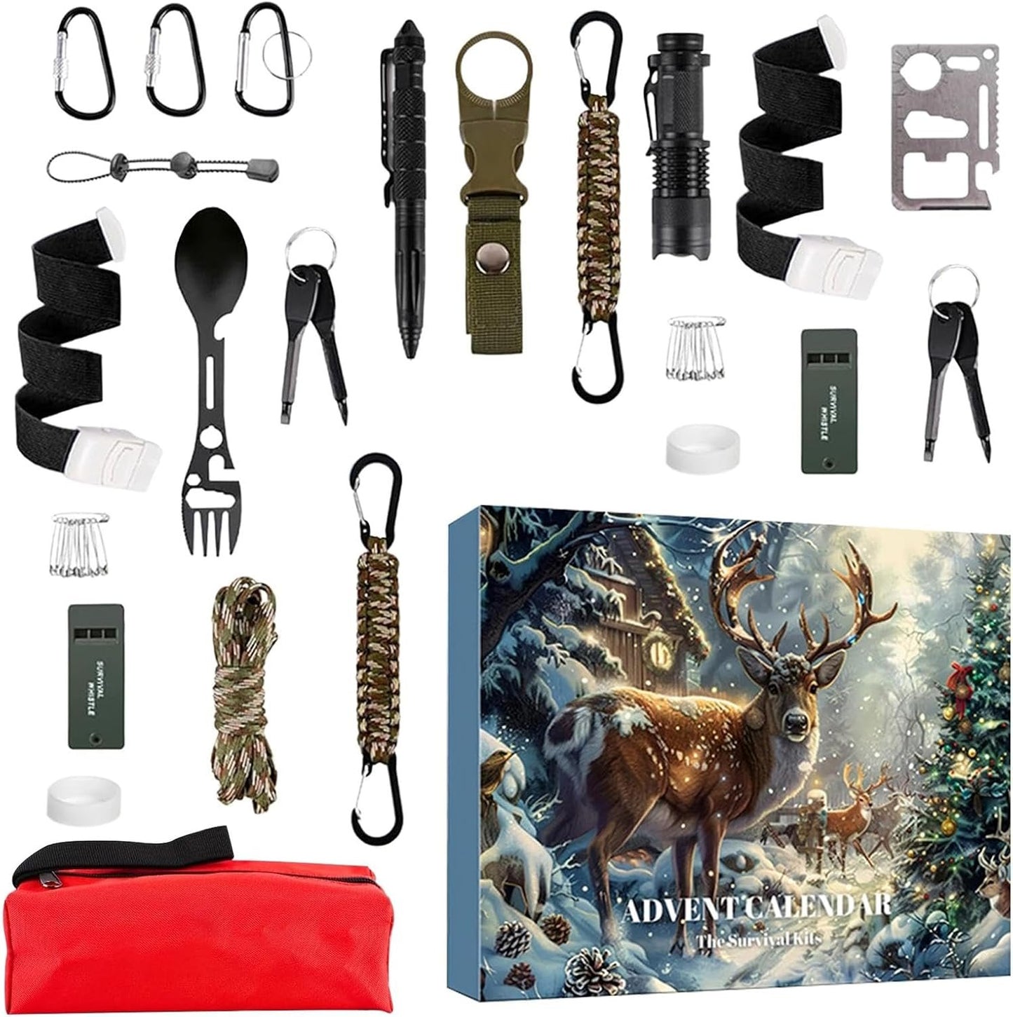 Survival Kit Advent Calendar 2024 | 2024 Survival & Mechanics Advent Calendar For Men,24-Day Christmas Countdown With Tools & Survival Gear,Ideal Xmas Gift For Outdoor & Automotive Enthusiast
