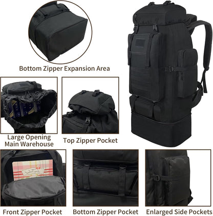 Vaupan Hiking Backpack, 100L Large Camping Backpack, Expandable Waterproof Molle Rucksack, Outdoor Daypack for Men Women