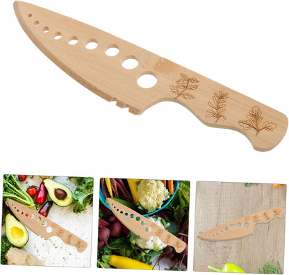 GREENADSCAPE Wooden Herb Peeling Knife Garlic Mincer Remover Cutter for Creases Peeler Herb Tool Defoliator Vegetable Remover Wood Vegetable Remover