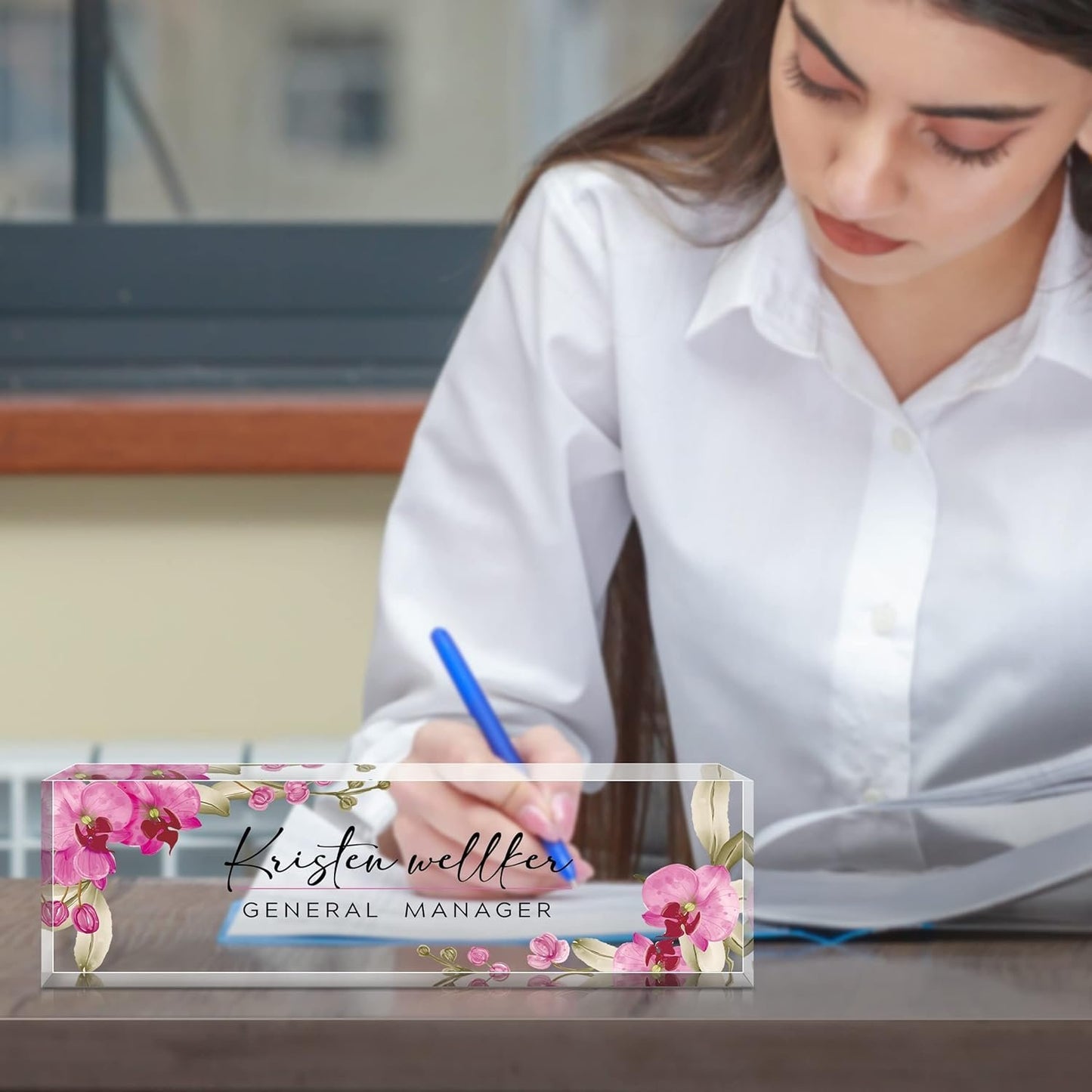 Desk Name Plate Personalized, Custom Acrylic Name Plates, Office Decor Desk Accessories for Women Men, Personalized Office Gifts for Women Men