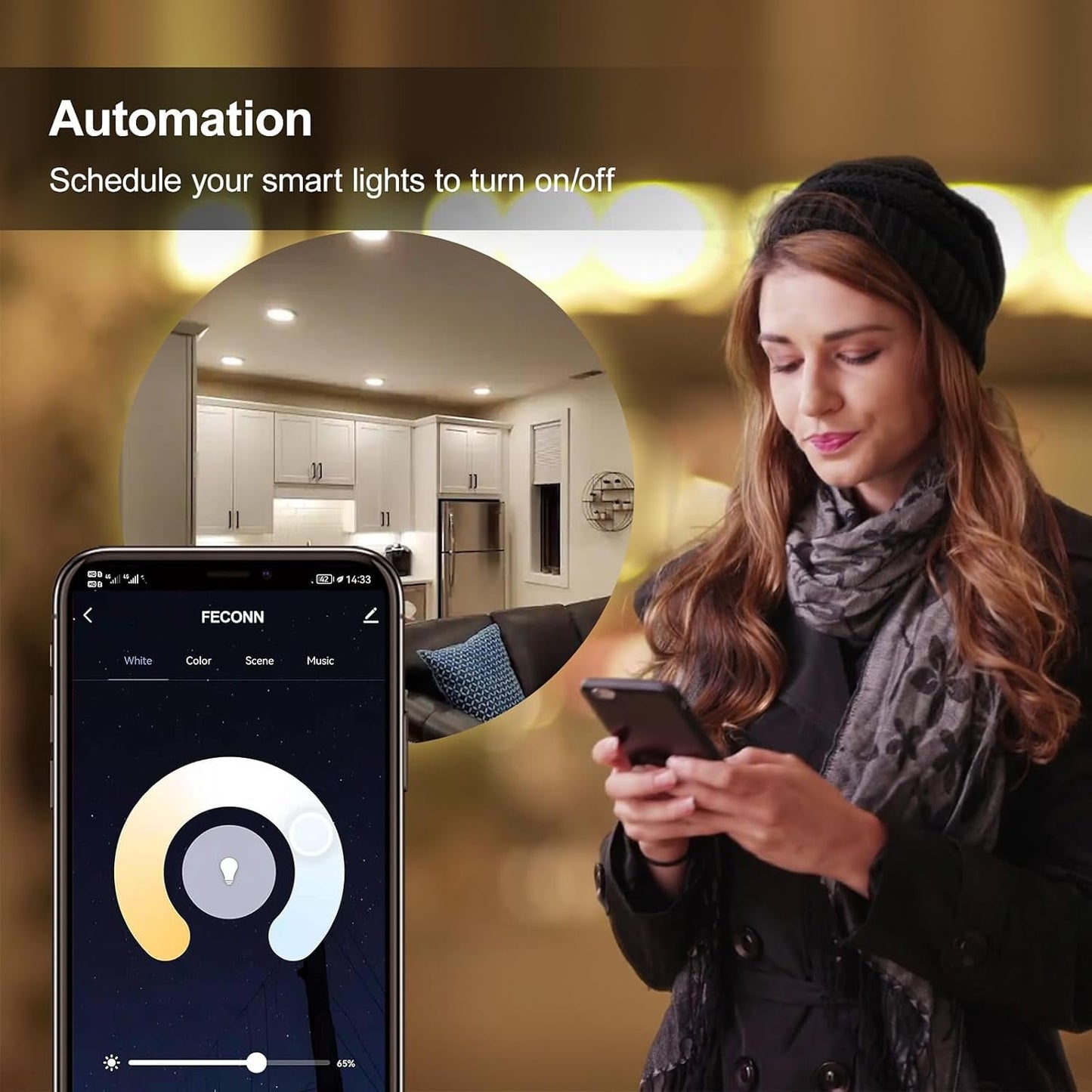 FECONN G9 Smart Bulbs, Warm to Cool White Wi-Fi G9 Smart LED Bulbs, Compatible with Alexa, Google Home and Smart Life App, Dimmable, 3 Pack