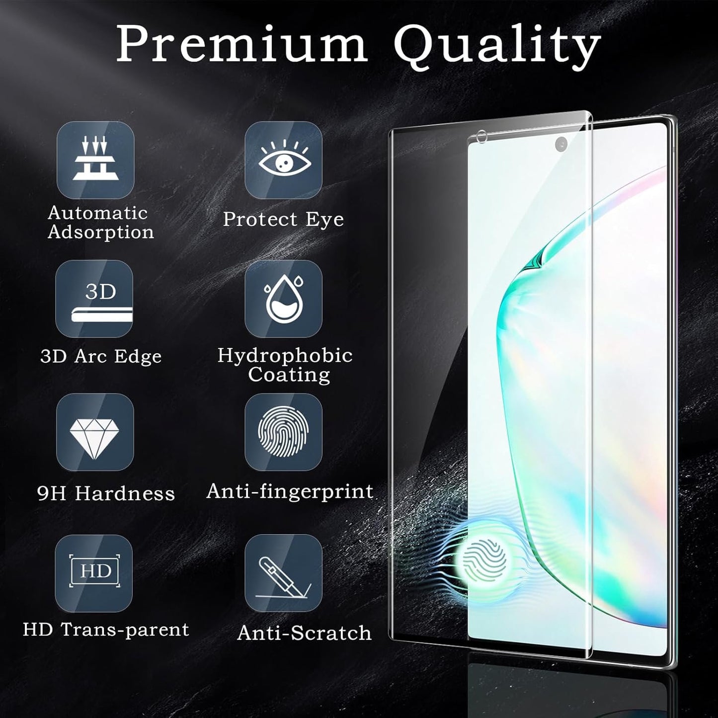 Screen Protector for Samsung Galaxy Note 10 Plus, 3D Tempered Glass Film, Ultra HD 9H Hardness Case Friendly Anti Scratch Bubble Free Ultra Resistant Oil-Resistant Shatter Protection, 2-Pack