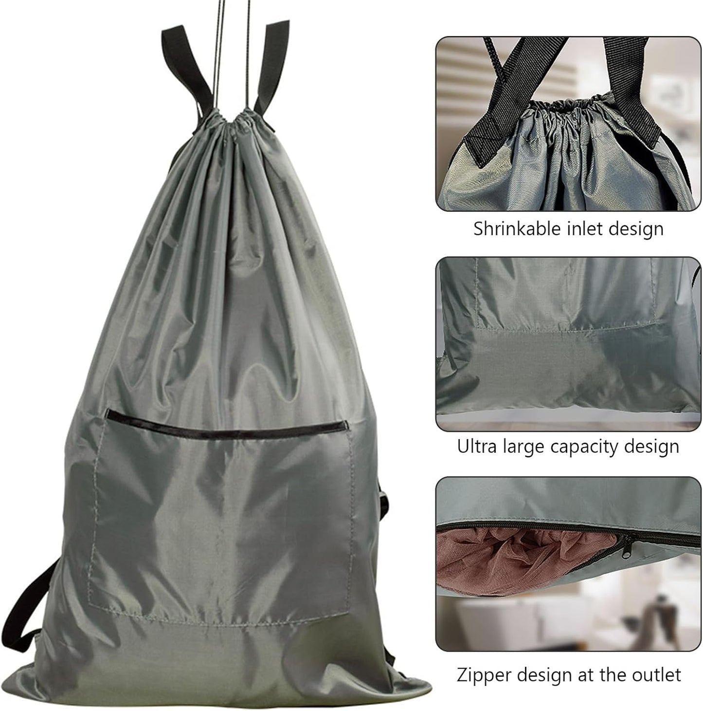 Nizirioo Foldable Laundry Bag Travel Laundry Bags for Travel, Travel Accessories Dirty Laundry Bag for Quilt, Cushions Duvets, Chair, Travel (Grey)