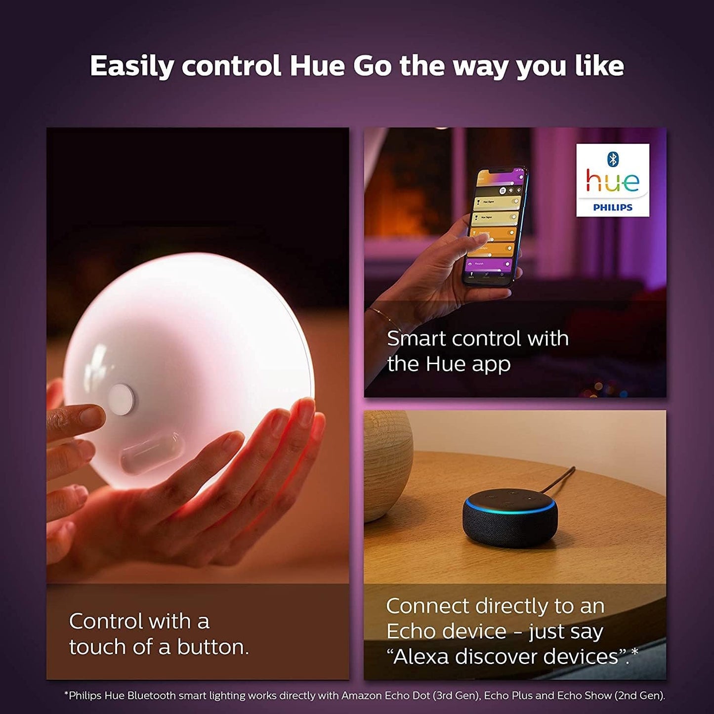 Philips Hue Go 2.0 White & Colour Ambiance Smart Portable Light with Bluetooth, Compatible with Alexa and Google Assistant