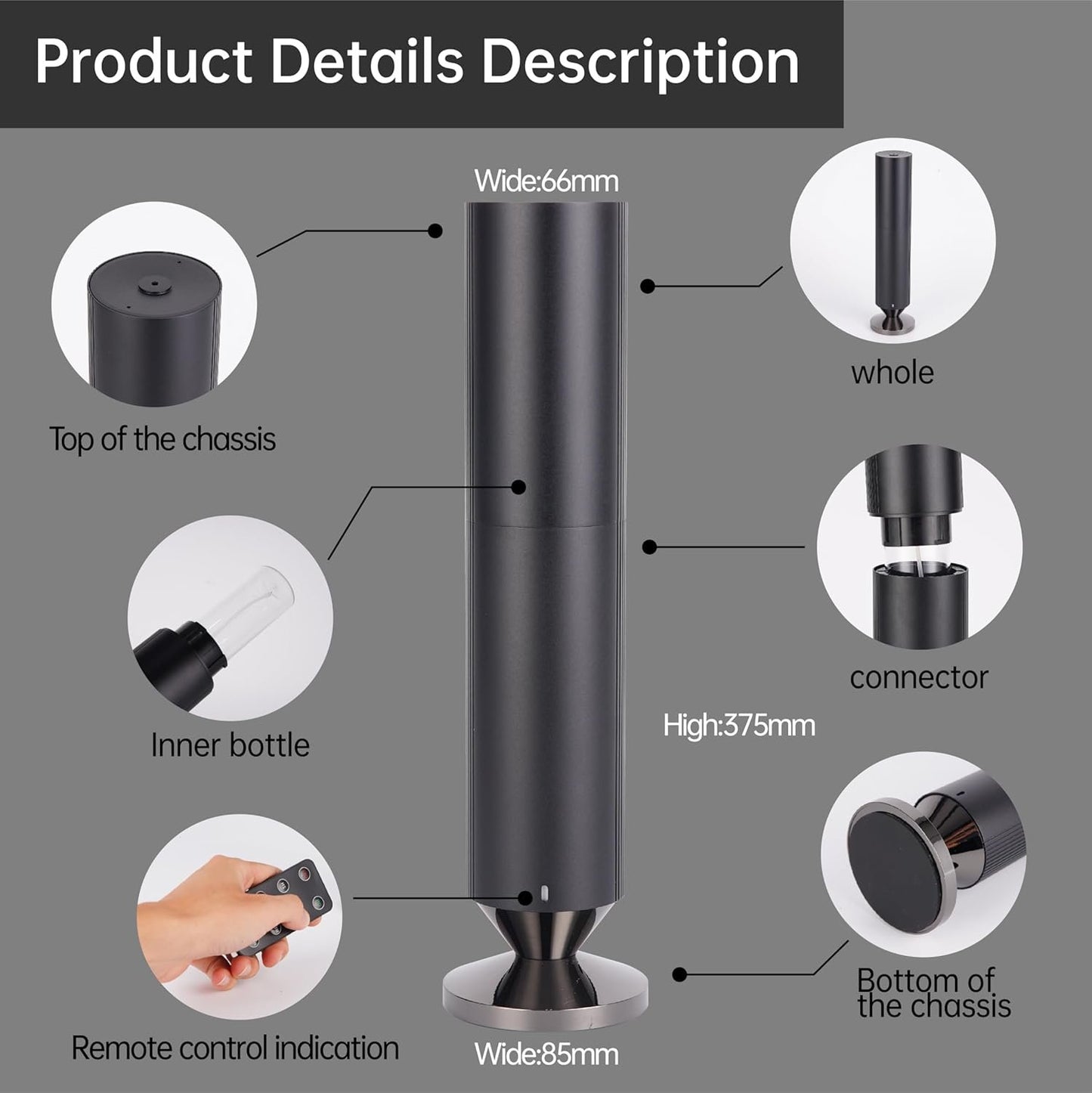Waterless Diffuser for Home - Durable Metal Case Essential Oil Diffuser, Remote Controls& Bluetooth Control, Cover Up to 6000 cu ft, Mute, Aroma Diffusers for Essential Oils, Diffuser for Large House