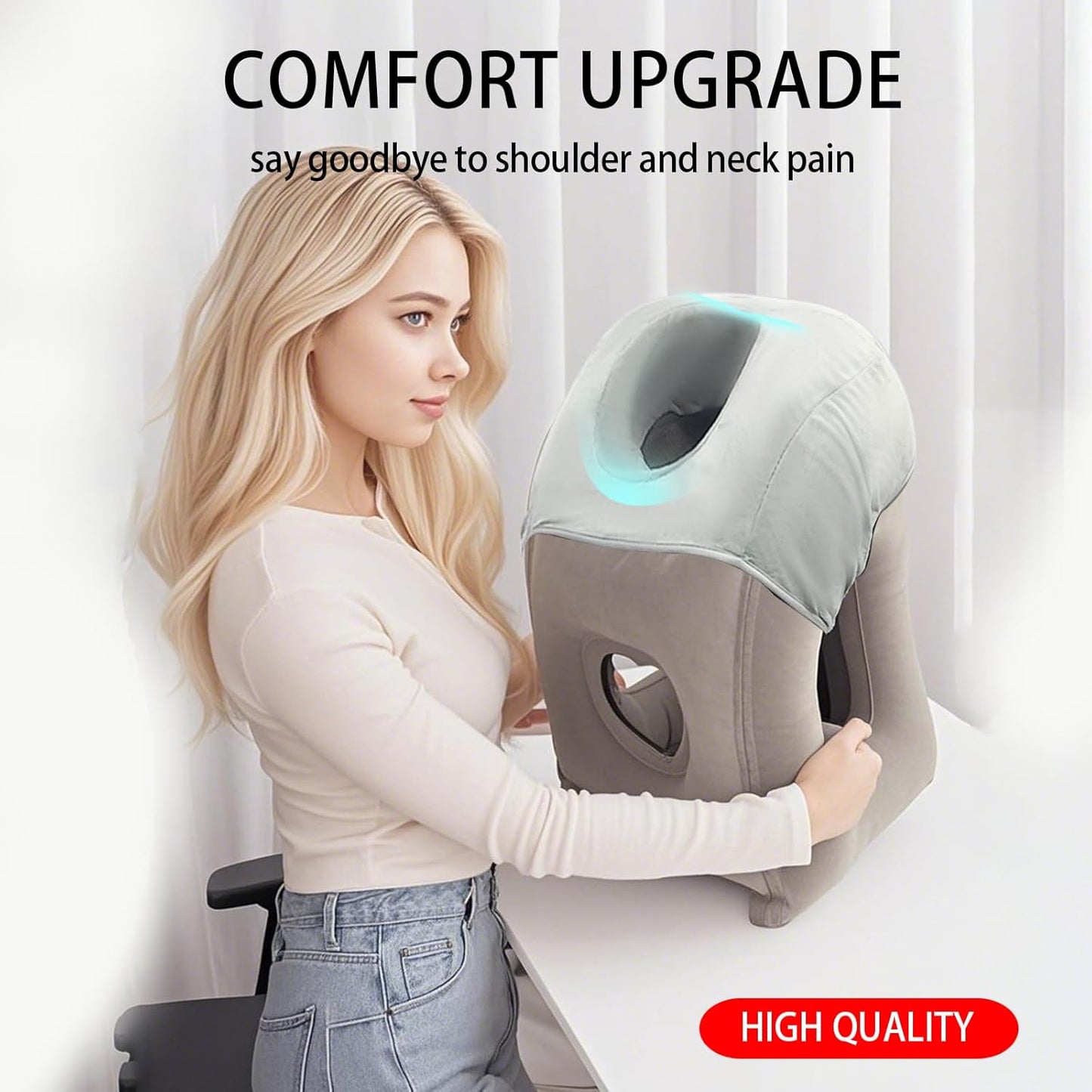 2 Pack Inflatable Travel Pillow Neck Support for Airplane Storage Bags Superior Comfort, Durability Versatility Comfortably Support Head, Neck