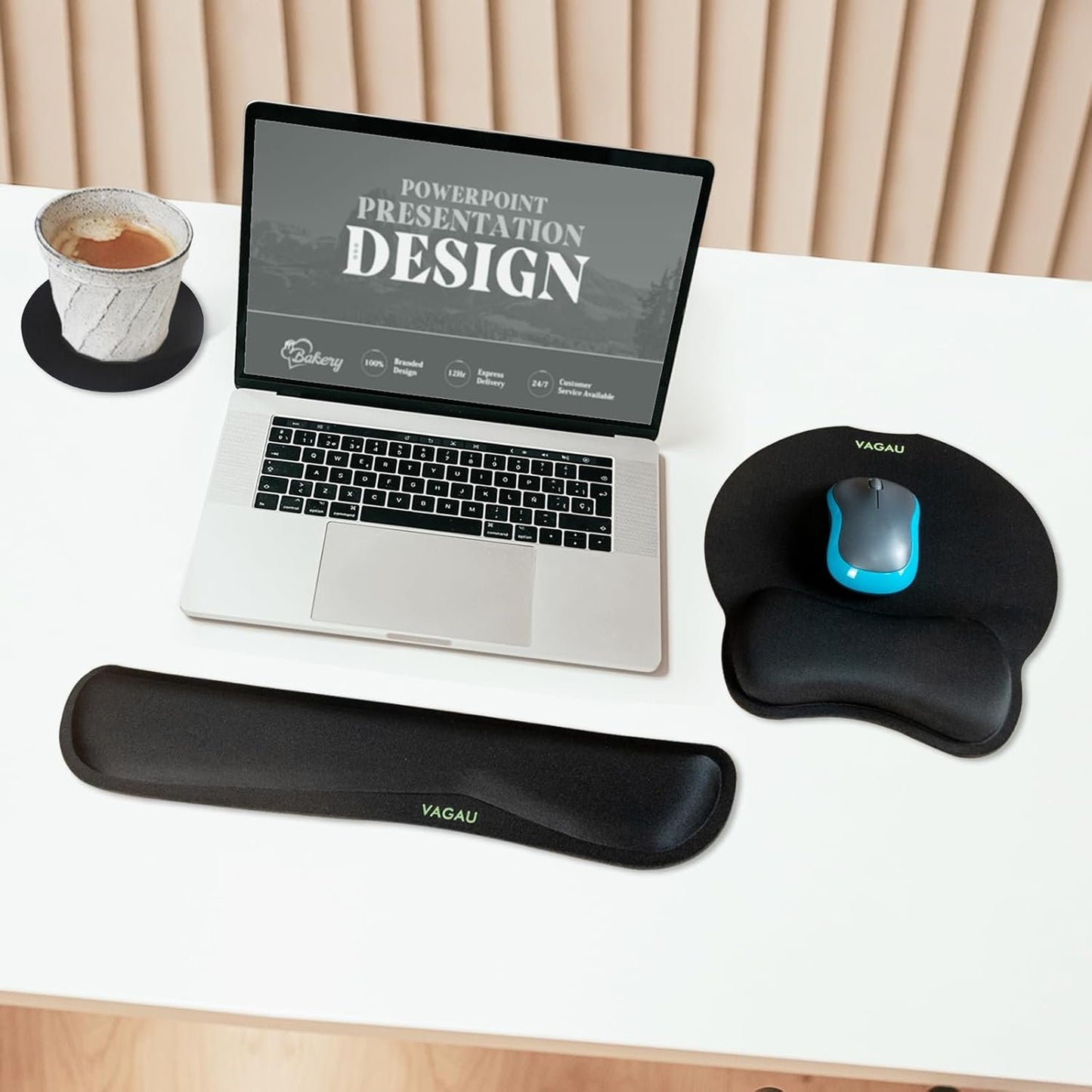 VAGAU Premium Keyboard Wrist Rest and Mouse Pad Wrist Support, Ergonomic Memory Foam Set for Office, Laptop, Mac, Computer and Gaming, Comfortable Typing &Wrist Pain Relief