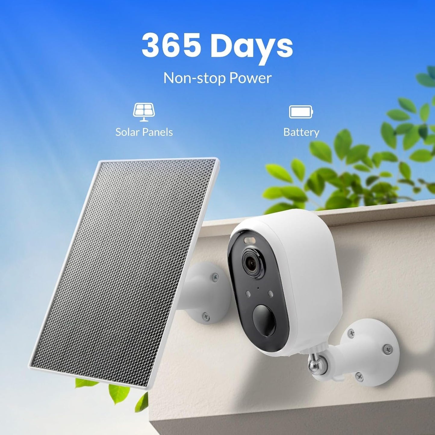 Solar Security Camera Outdoor Wireless, 2K Color Night Vision, Battery Powered PIR Motion Detection,2.4GHz WiFi Cameras for Home Surveillance, Light and Sound Alarm, 2-Way Audio