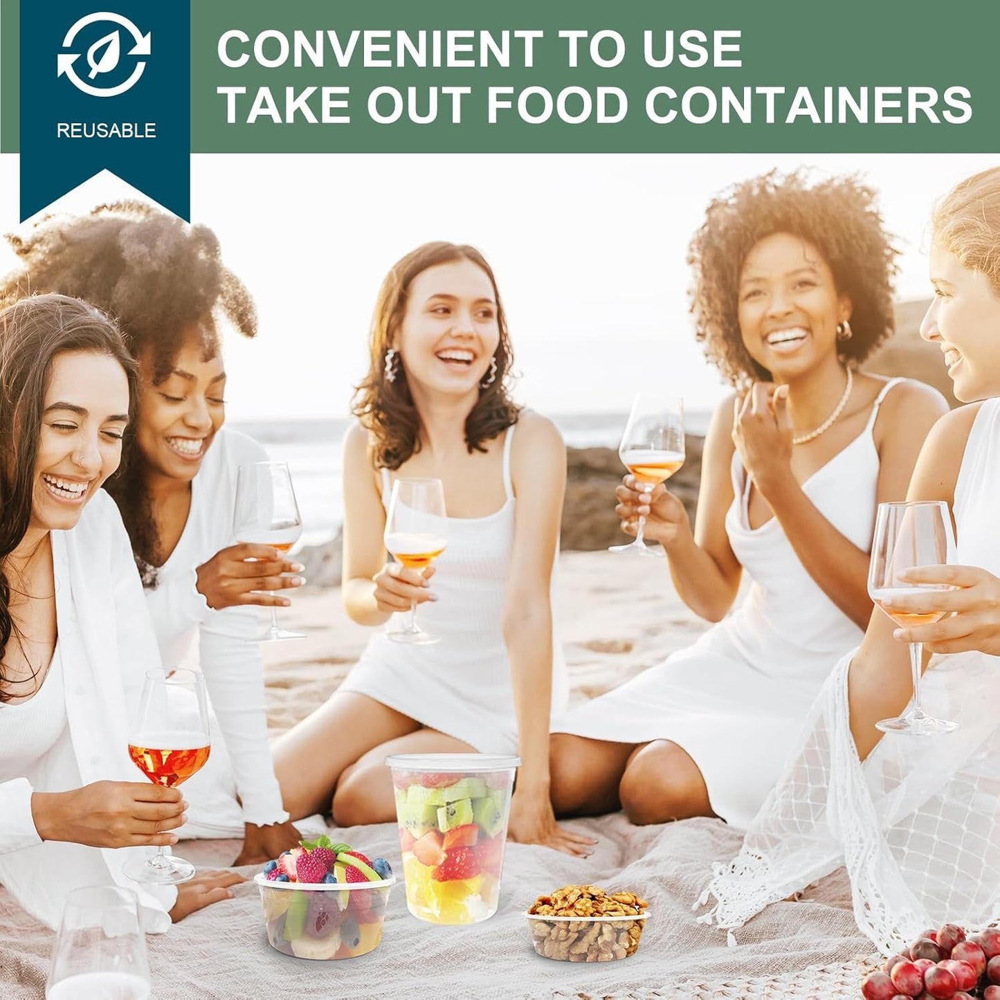 Deli Containers with Lids 48 Sets [8,16, 32 oz 16 Each ] - Food Storage Containers with Lids Freezer Safe, Soup Containers for Restaurant, BPA Free | Portion Control | Leakproof | Microwave