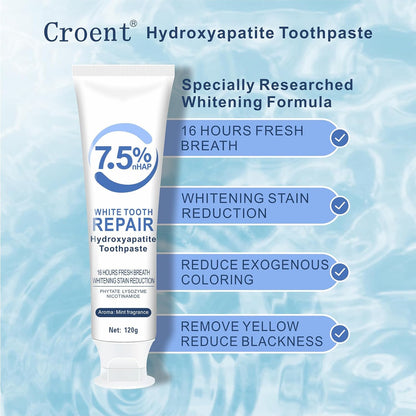 7.5% Hydroxyapatite Toothpaste, Hydroxyapatite Toothpaste that Breathes Fresh, Deep Cleaning Oral Care Toothpaste, Regenerate Hidroxiapatita Toothpaste for Sensitive Teeth, 120g, 2PC