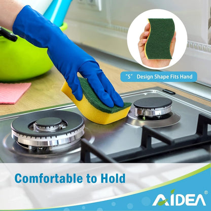 AIDEA Heavy Duty Scrub Sponge-24Count, Cleaning Scrub Sponge, Stink-Free Sponge, Effortless Cleaning Eco Scrub Pads for Dishes,Pots,Pans All at Once
