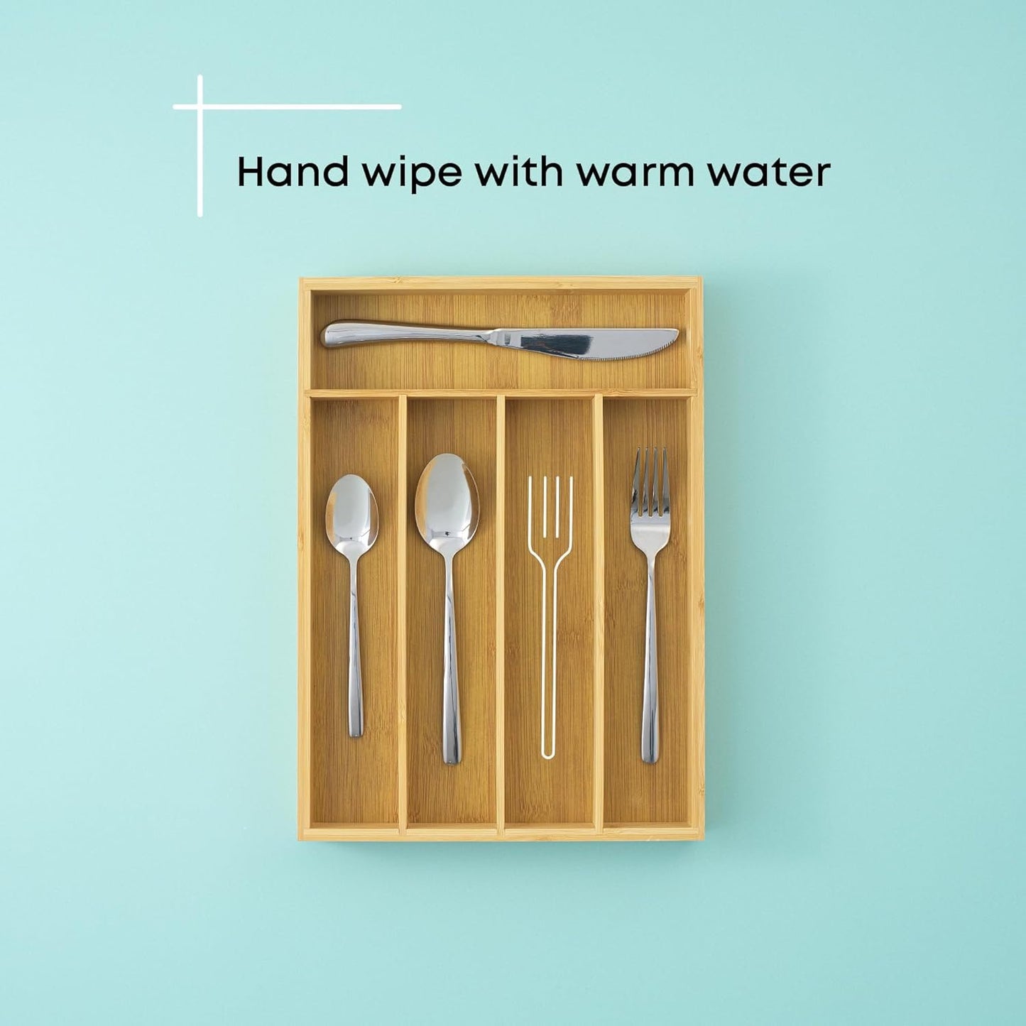 JoyJolt Bamboo Drawer Organizer for Kitchen Utensils, Drawer Divider for Large Cutlery and Silverware, Flatware Holder Tray, 5-Compartment Silverware Organizer, Garage Kitchen & Junk Drawer Organizer