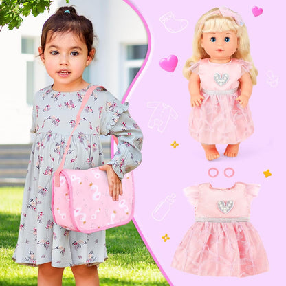 “12" Realistic Baby Doll Set with Crib & Accessories, Pretend Play Toys for 3+ Year Old Girls& Boys, Includes Feeding Set, Doll Clothes & Montessori Toys, Birthday Gift for Kids Toddlers