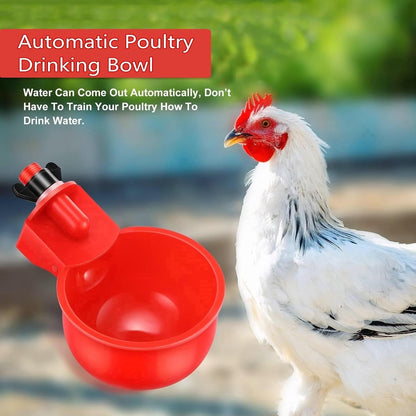 12Pcs Chicken Waterer Cups, Automatic Chicken Water Feeder with Nut and Hole Saw, PILZUME Chicken Watering System Poultry Water Feeder Kit, Suitable for Chicks Duck Goose Birds