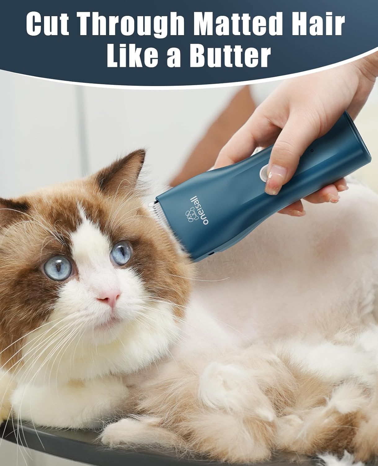 Oneisall Pet Clipper for Cat Matted and Long Hair - Quiet Cordless Shaver With Pet Hair Clippers