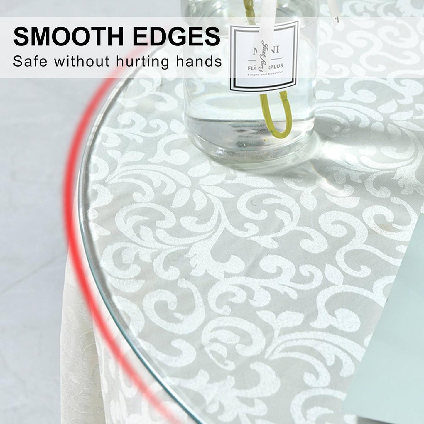 Btikita 36" Tempered Glass Table Top Round Transparent Table Surface 3/8" Thick Pencil Polished Edge Multipurpose for Dining, Coffee, Restaurant Tables