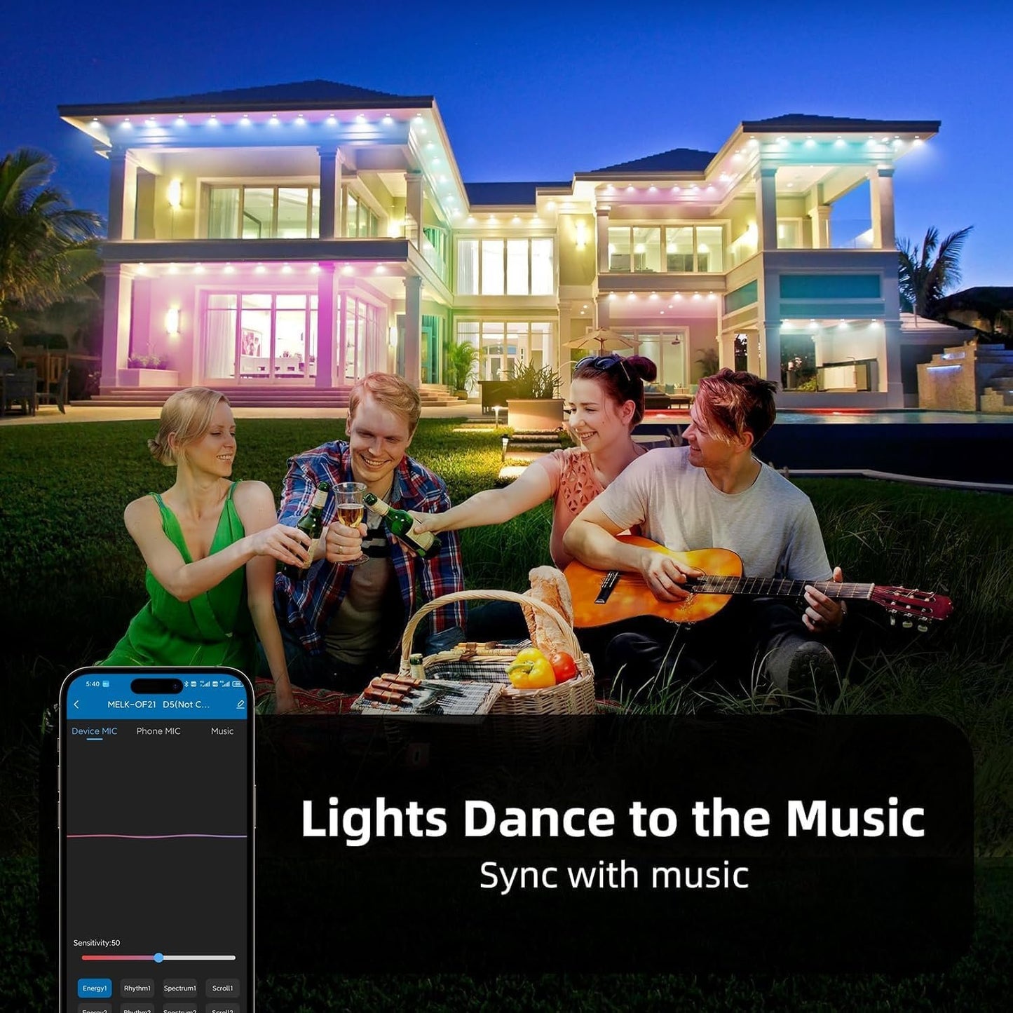 TONGLIN Permanent String Lights Outdoor, 30 Meter Smart RGB Outdoor Lights with 60 LEDs, IP67 Waterproof, House Roof Outdoor Lighting for Party, Daily, Mother's Day Decor