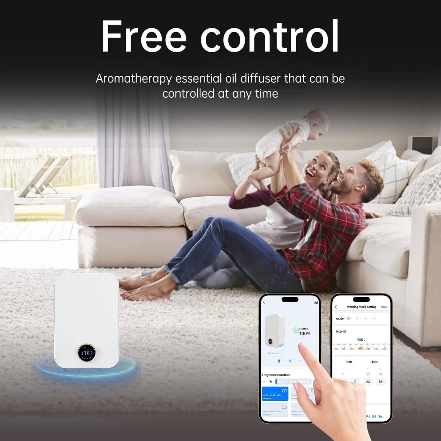 Smart Essential Oil Diffuser, Cool Mist WiFi Scent Air Machine with App Control&Timer, Covering 100-500M³, 150ml Commercial Air Diffuser Machine, Can Be Connected to HVAC System White