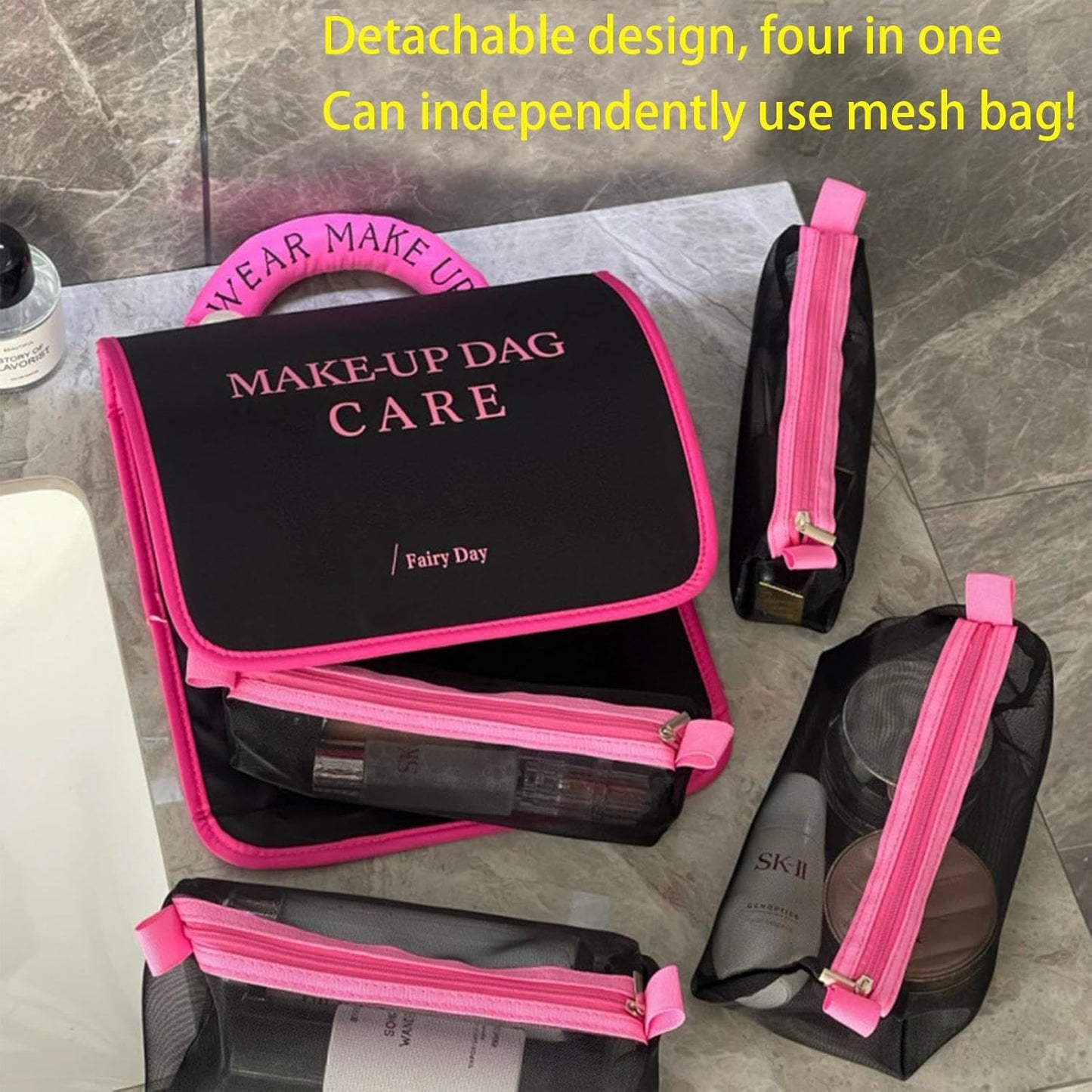 Cosmetic Pouch, Toiletry Bag, Cosmetic Organizer, Makeup Travel Bag, Portable Toiletry Organizer, Waterproof Travel Toiletry Bag, Makeup Travel Storage Solution, 4 in 1 Travel Accessories