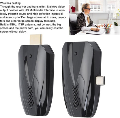 HDMI Display Adapter, 1080P Mobile Screen Mirroring Receiver Dongle with USB Cable, HDMI Transmitter and Receiver Kit