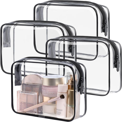 PACKISM TSA Approved Toiletry Bag, Clear Makeup Bag Waterproof Quart Size Bag, Travel Makeup Cosmetic Bag for Women Men, Carry on Airport Airline Compliant Bag, 3 Pack