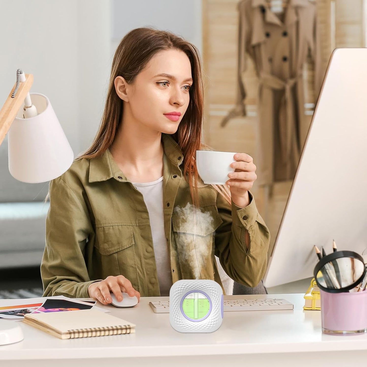 Automatic Aromatherapy Diffuser, Scent Air Machine, 3.94x3.94x1.18 inches Freshening Freshener, Aromatherapy Tool for Car, Pet Rooms, Living Room, Bathroom Use, Portable Fragrance