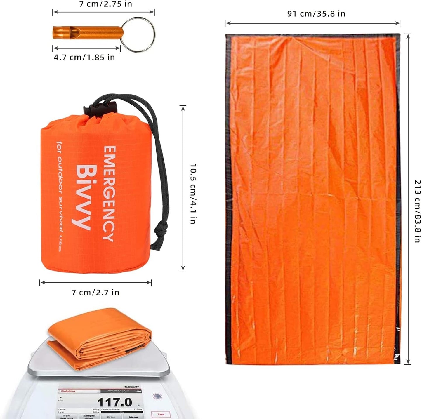 Emergency Sleeping Bag, Survival Sleeping Bag, Survival Bivvy Bag,Waterproof Emergency Blanket, Warm Tube Tent, Ultralight, Heat-Repellent, Cold Protection, Rescue Tent for Outdoor Use (1PC)