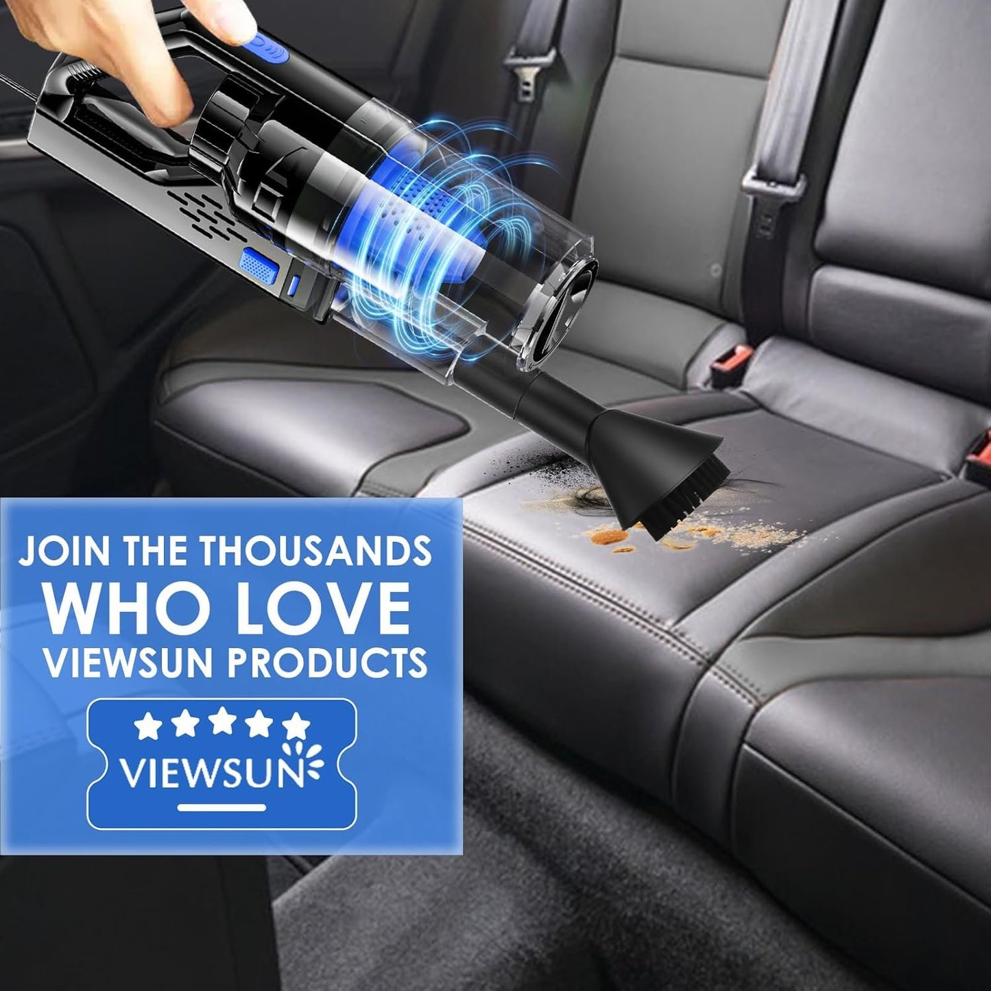 Viewsun Car Cleaning Kit, Car Interior Detailing Kit with High Power Handheld Vacuum, Detailing Brush Set, Windshield Cleaner, Cleaning Gel, Complete Auto Accessories for Men, Women