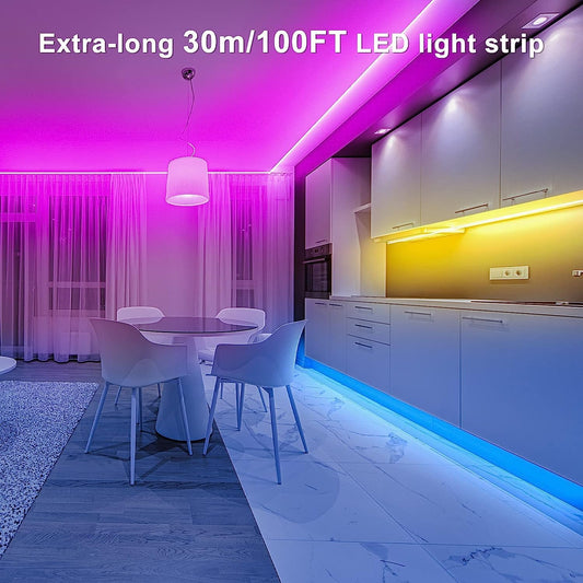 Bluetooth LED Strip Lights 30m, Cozylady 100ft LED RGB LED Light Strips Music Sync Color Changing APP Control Flexible String Lights for Home Kitchen Bar Bedroom Decor, Children's Room Decorations