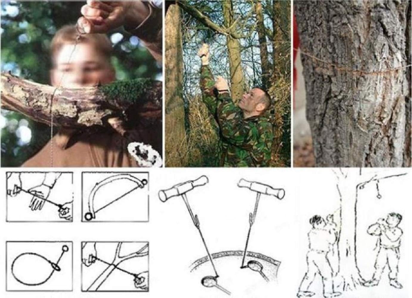 Lyka Distribution 3 Pack Wire Saw Survival I Stainless Steel Pocket Chainsaw Backpacking Gear I 22 Inch Light Weight Cable Cutting String I Emergency Camping Chainsaw Rope Kit for Cutting Trees & Wood