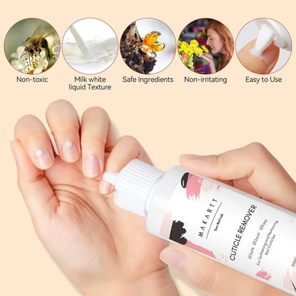Makartt Cuticle Remover Kit, Nail Care Kit with Cuticle Oil Pen, Cuticle Trimmer, Nail File & 120ml Cuticle Remover Liquid, Nail Manicure Kit for Cuticle Softener & Moisturize
