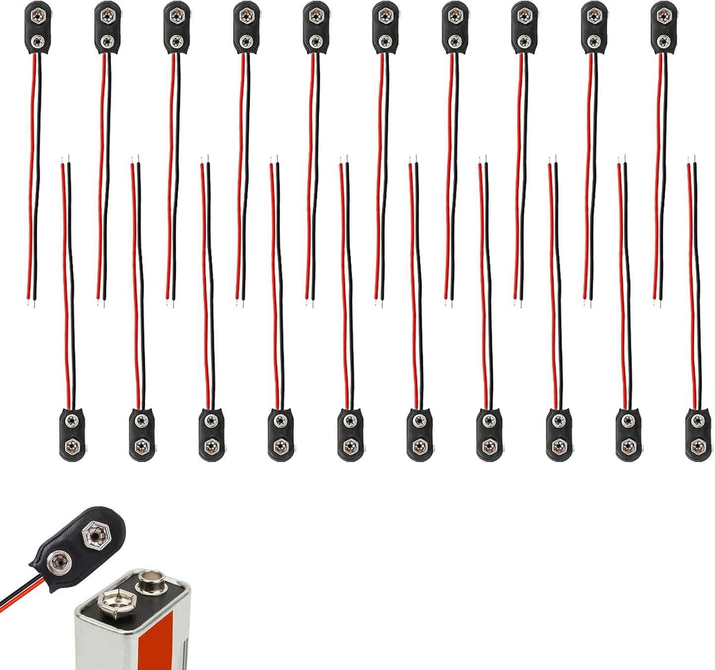 20 Pieces 9V Battery Connector, 9V Connectors with 15 cm Cable, Male to Female Connector, Adapters for DIY Projects, Electronic Tools, Battery Devices, Compatible with Power Bank