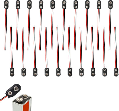 20 Pieces 9V Battery Connector, 9V Connectors with 15 cm Cable, Male to Female Connector, Adapters for DIY Projects, Electronic Tools, Battery Devices, Compatible with Power Bank