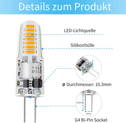 I-SHUNFA G4 1.2W LED Bulbs, AC/DC 12V, Warm White 3000K LED Bulb, Replaces 15W Halogen Bulbs, G4 110LM, Non-Dimmable Bulb, Stud Base Lamp, 10 Pack