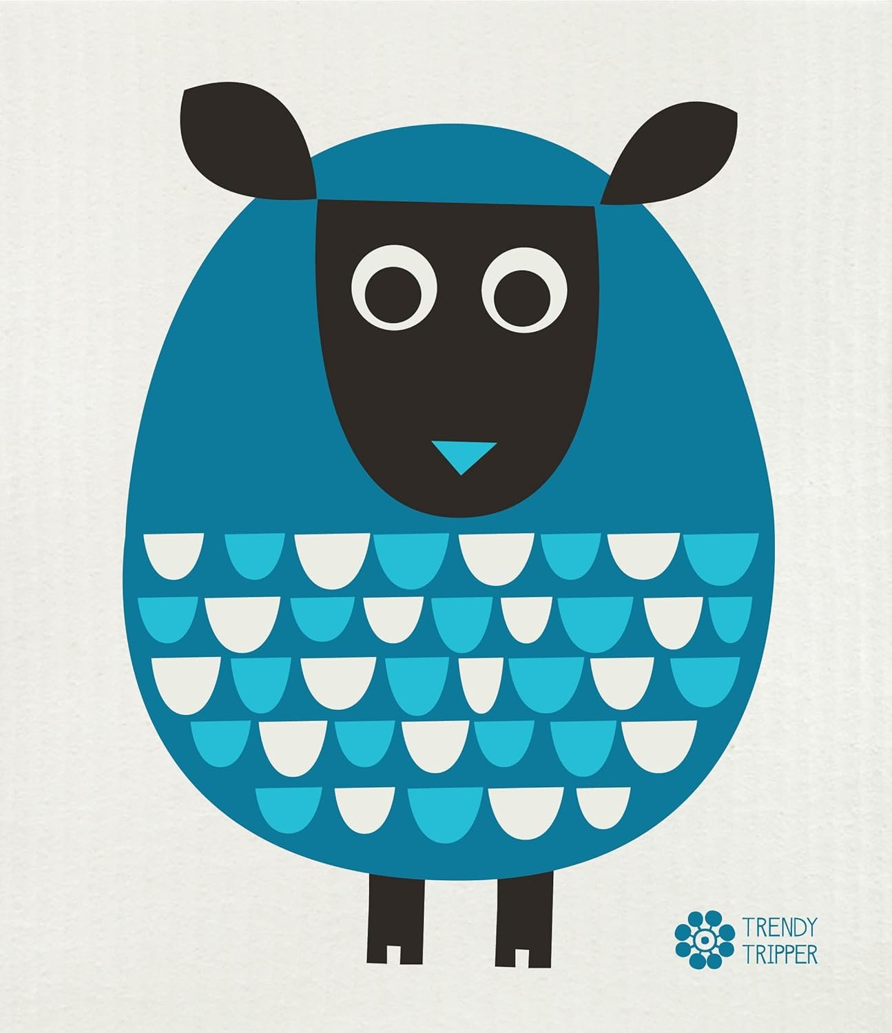 Earth-Friendly Reusable Compostable Eco Sponge Cloth | AKA Swedish Dishcloth | Bespoke Cobalt Sheep - 4-pk