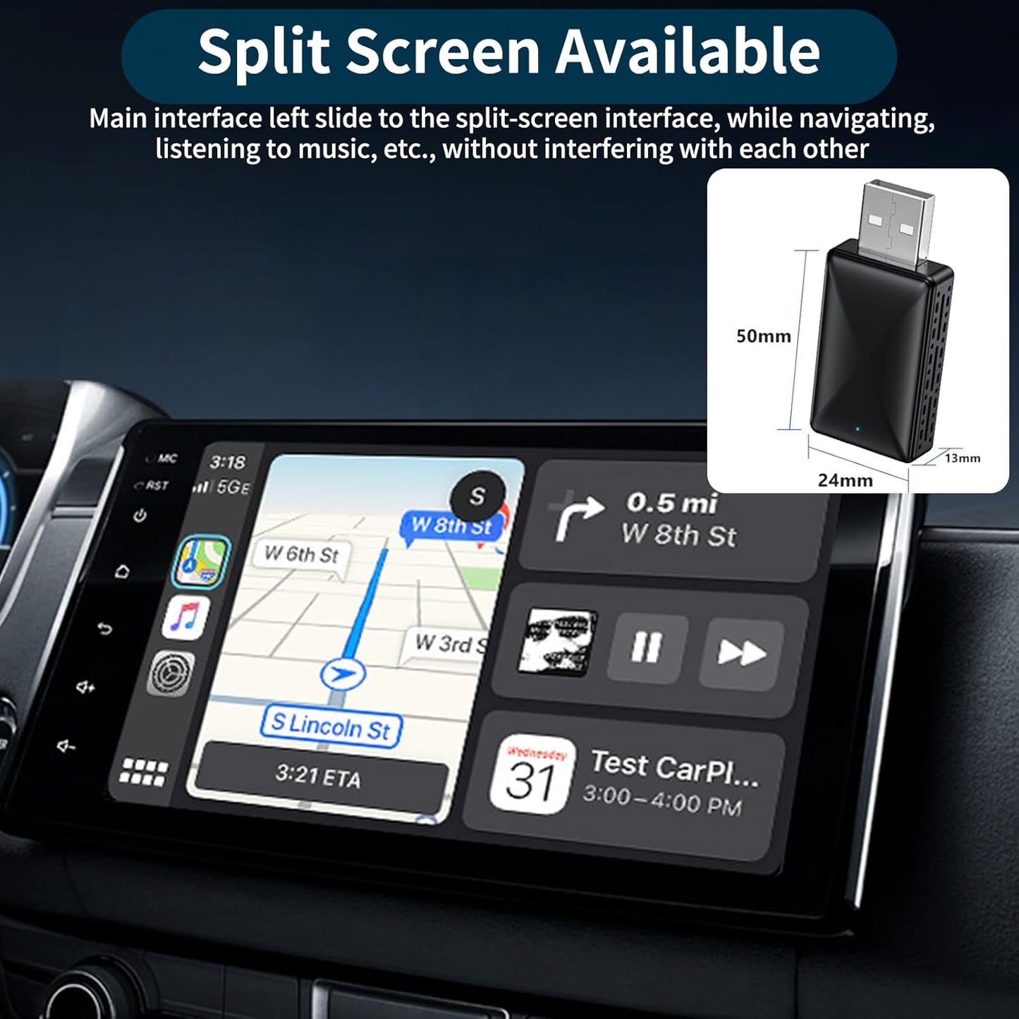 CHEERLINK Wireless Carplay Android Car and Carplay Wireless Adapter, Compatible with iOS 10+ and Android 11.0+, Mini & Stable 5.8GHz WiFi Plug & Play, (USB/Type-C)