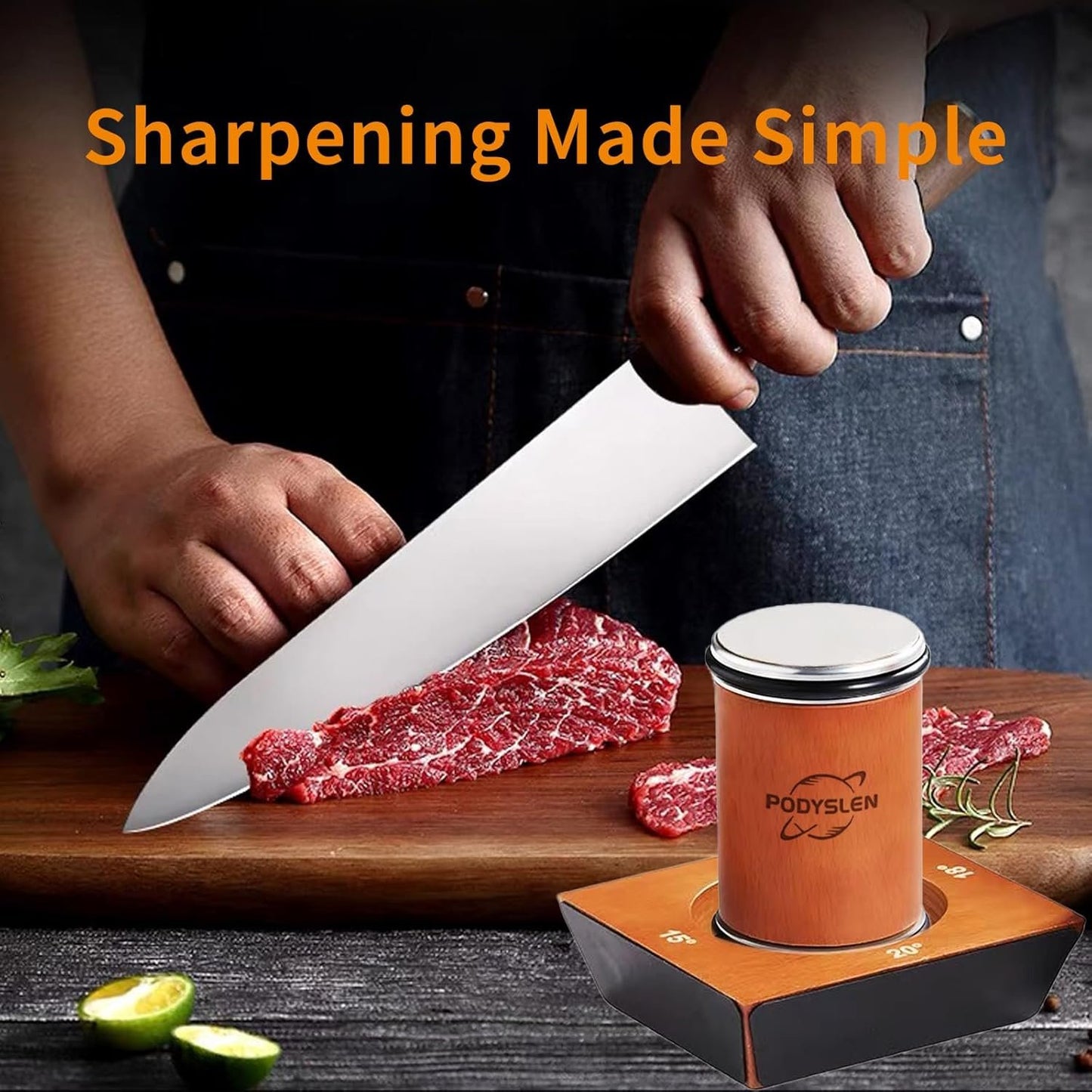 Rolling Knife Sharpener, Multi-Angle Knife Sharpening Tool with Industry Diamonds for Kitchen Knives - Knife Sharpener Kit Offers 15, 20, 18, 22 Degree Sharpening, 4 Angle