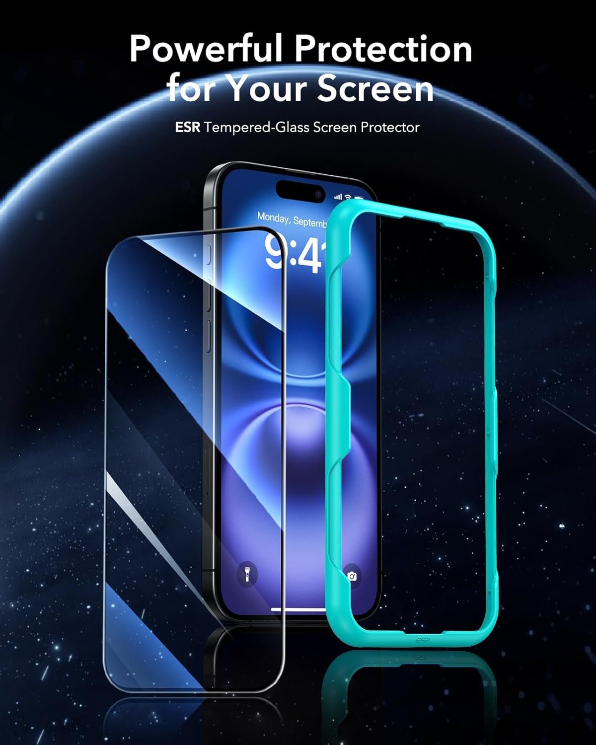 ESR 3 Pack for iPhone 16 / iPhone 15 Screen Protector, Tempered Glass Film with Easy Installation Tool, 9H Hardness, Military-Grade Shatterproof, Full Coverage, HD Clear, Scratch Resistant