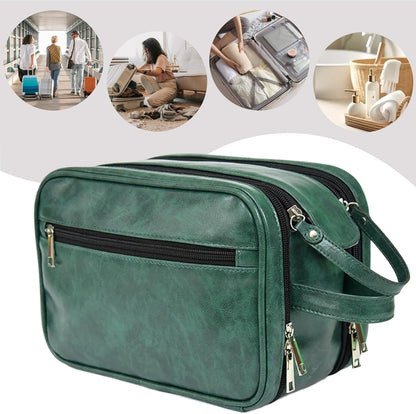 Hygiene Bag for Men - Waterproof PU Shaving Bag for Men,Bathroom Travel Bag, Toiletry Organizer, ReusableTravel Toilet Bags for Shaving Grooming Dopp Kit, Green, Refer to description, Unisex