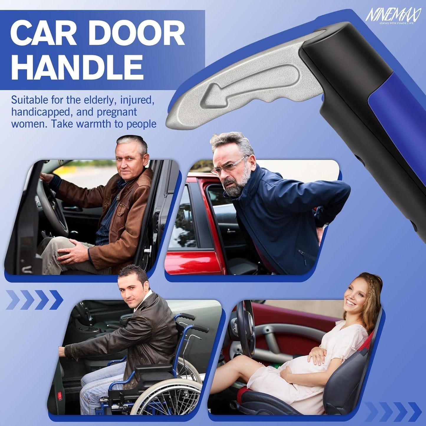NINEMAX Car Door Handle Assist for Elderly, Vehicle Support Interior Door Handles for Seniors, Safety Auto Grab Cane for Getting in and Out of Car