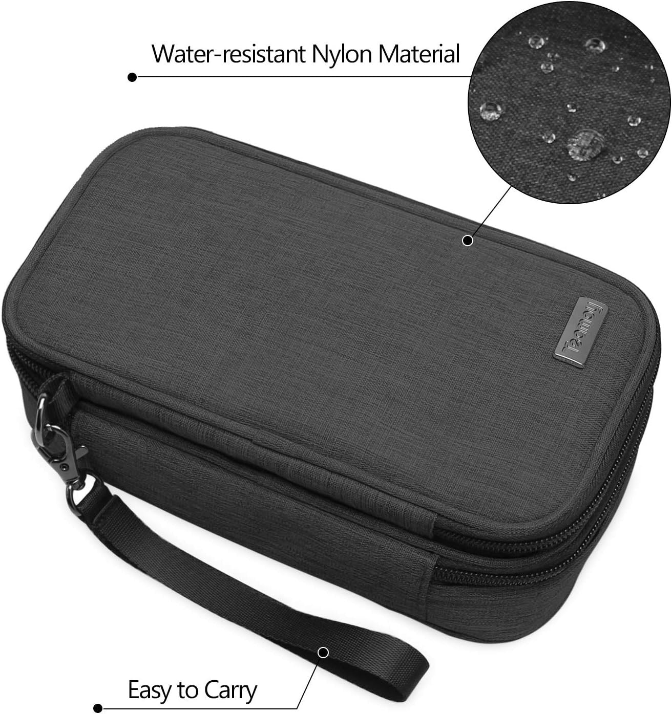 Teamoy Travel Makeup Brush Bag(up to 8.5"), Professional Cosmetic Artist Organizer Case with Handle, Compact and multifunctional-Small, Black (No Accessories Included)