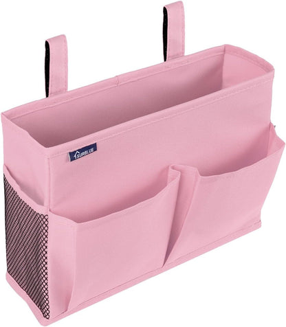 Surblue Bedside Caddy Hanging Organizer Bedside Storage Bag for Bunk and Hospital Beds (Small-Pink)