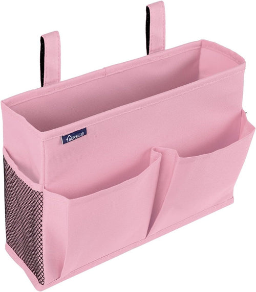 Surblue Bedside Caddy Hanging Organizer Bedside Storage Bag for Bunk and Hospital Beds (Small-Pink)