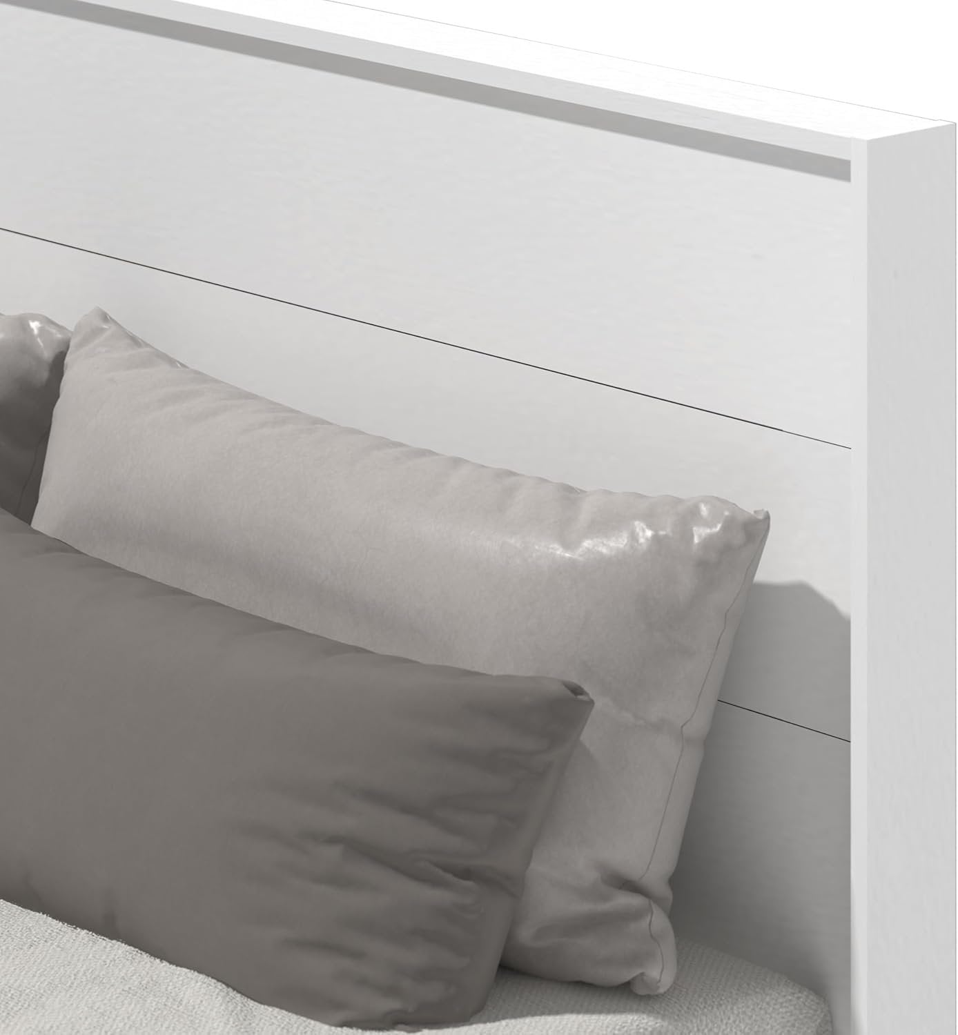Galano Payne Queen Bed Frame with Headboard – White Platform Bed Frame, Wood Slat Support, No Box Spring Needed, Bedframe Queen Size, Base de Lit Queen, Queen Size Bed Frame